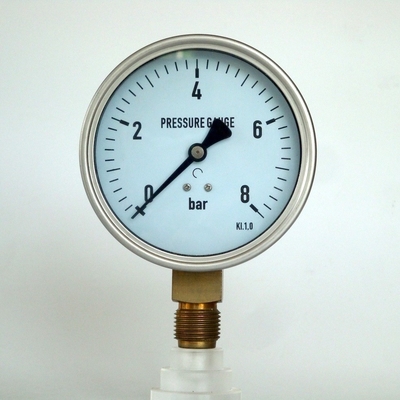 100mmのスチール・ケースの圧力計8棒真鍮のInternalsの圧力計