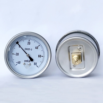 真鍮のInternalsの背部台紙の圧力計80 CmH2Oのふいごの圧力計Ss316の圧力計